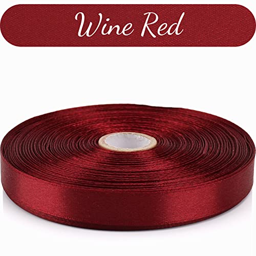 Nsilu 1/2 inch, Wine Red Ribbon for Gift Wrapping 50 Yards Perfect Wedding Party Wreath Sewing DIY Hair Accessories Decoration Floral Hair Balloons Other Projects - Image 5