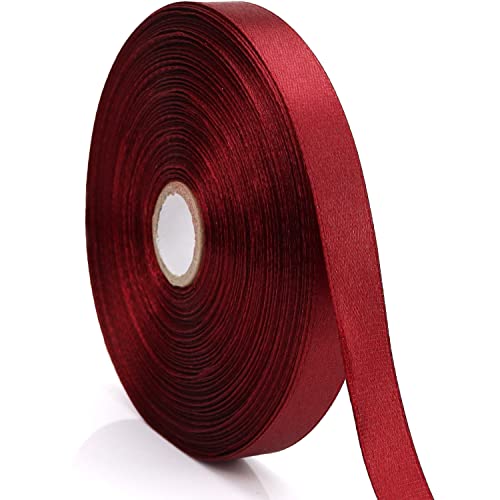 Nsilu 1/2 inch, Wine Red Ribbon for Gift Wrapping 50 Yards Perfect Wedding Party Wreath Sewing DIY Hair Accessories Decoration Floral Hair Balloons Other Projects - Image 1