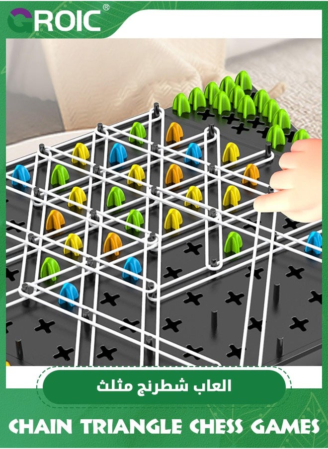 GROIC - Large Triangle Chess Board Game, Funny Triggle Game, Triggle Rubber Band Game, Chain Triggle Game, Interactive Peg Game, Strategy Board Game For Family Party, 2-4 Players Gift for Kids & Adults - Image 1