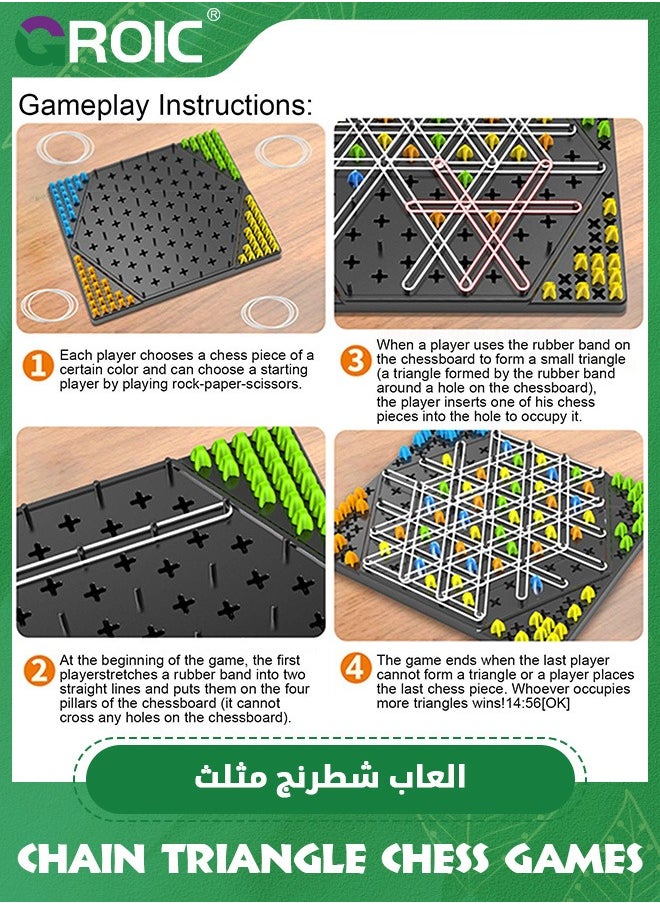GROIC - Large Triangle Chess Board Game, Funny Triggle Game, Triggle Rubber Band Game, Chain Triggle Game, Interactive Peg Game, Strategy Board Game For Family Party, 2-4 Players Gift for Kids & Adults - Image 1