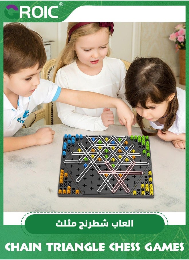 GROIC - Large Triangle Chess Board Game, Funny Triggle Game, Triggle Rubber Band Game, Chain Triggle Game, Interactive Peg Game, Strategy Board Game For Family Party, 2-4 Players Gift for Kids & Adults - Image 1