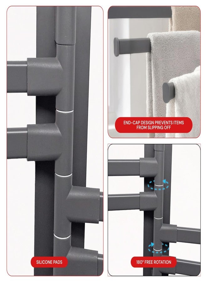 MIORAH 4 Bar Suction Towel Holder for Bathroom – Rust - Free Powder Coated Wall Mounted Towel Rack No Drill Towel Rack | Modern Bathroom Accessories Organizer Grey - Image 4