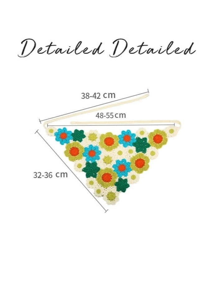 قطعتان من عصابات الشعر الكروشيه النسائية، وشاح شعر محبوك، غطاء رأس للفتيات، عصابة رأس زهرية عتيقة، إكسسوارات شعر، وشاح رأس زهري مثلث، عصابات رأس مجوفة محبوكة - Image 3