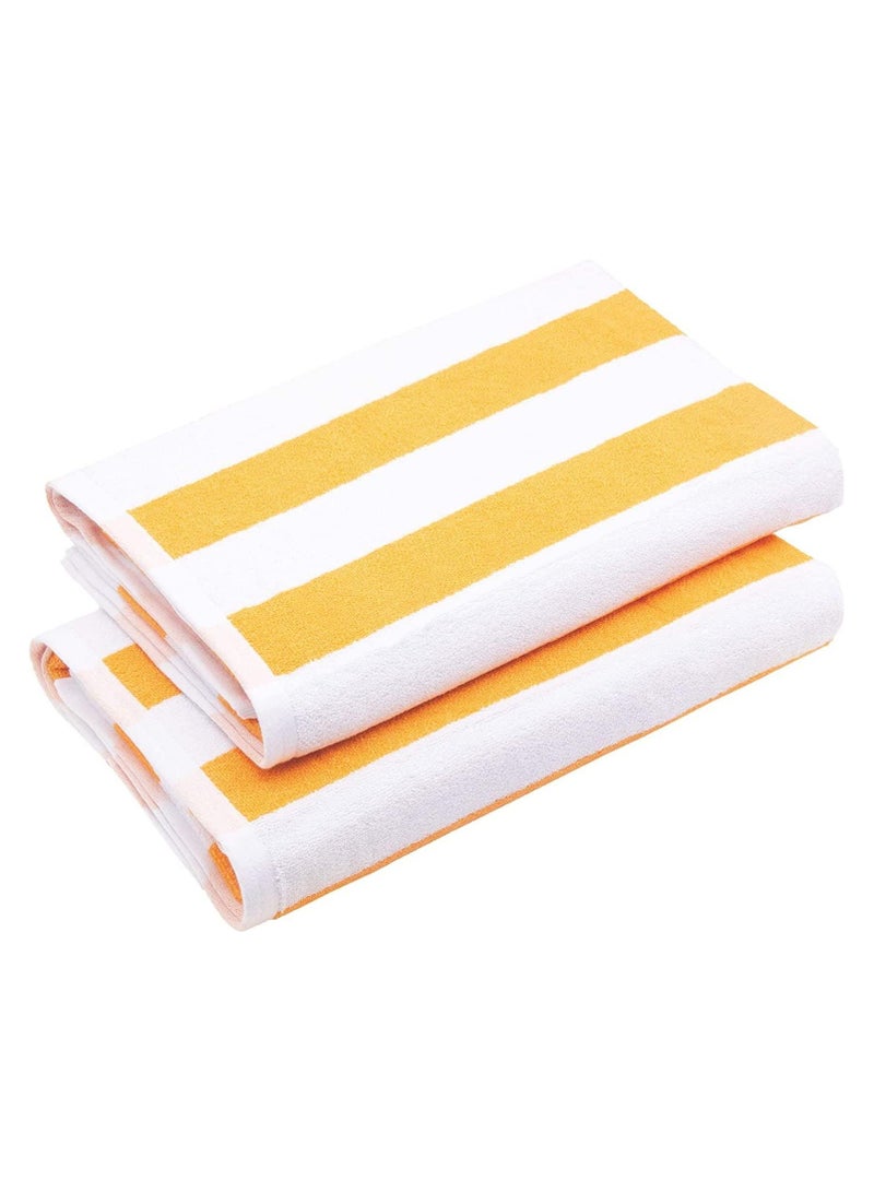 SIGNOOLA Beach Towel 100% Cotton , POOL YELLOW Stripe , 70 x 180cm  - Image 1