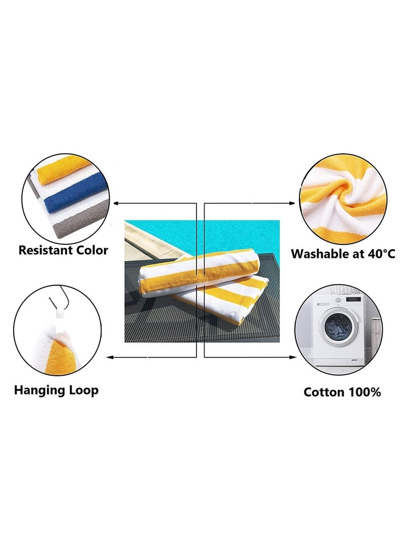 SIGNOOLA Beach Towel 100% Cotton , POOL YELLOW Stripe , 70 x 180cm  - Image 2