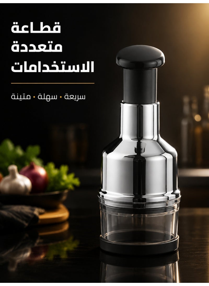 هراسة ثوم يدوية من الستانلس ستيل، عصارة وفرامة ثوم معدنية محمولة باليد للمطبخ غير كهربائية - Image 1