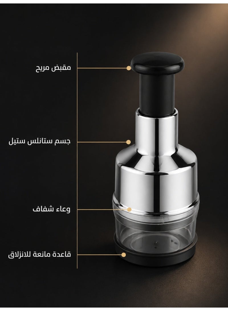 هراسة ثوم يدوية من الستانلس ستيل، عصارة وفرامة ثوم معدنية محمولة باليد للمطبخ غير كهربائية - Image 2