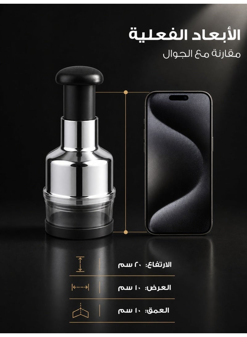 هراسة ثوم يدوية من الستانلس ستيل، عصارة وفرامة ثوم معدنية محمولة باليد للمطبخ غير كهربائية - Image 3