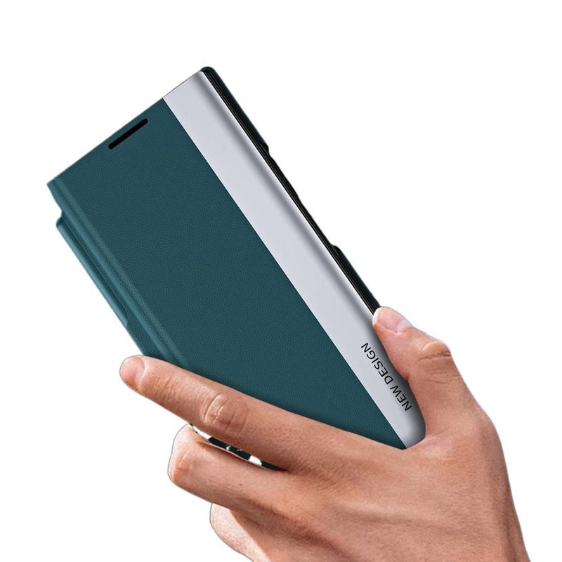 Protective Case | Kickstand | Green | Shockproof Cover for Samsung Galaxy Z Fold 6 | Leather Texture Drop Protection - Image 5