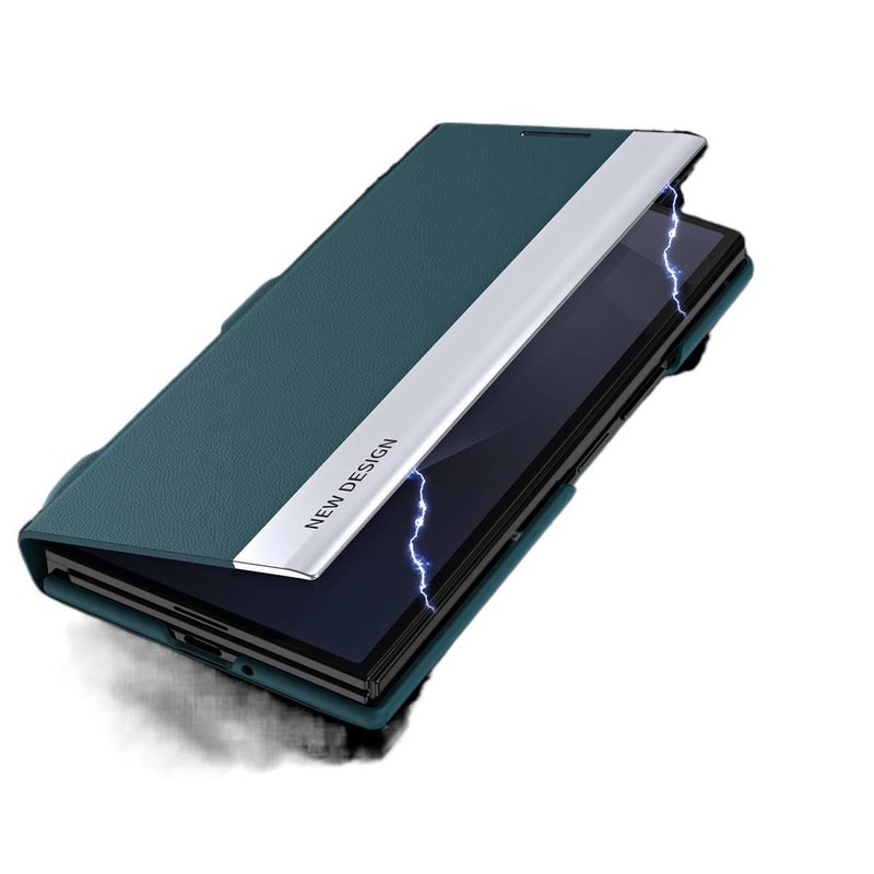 Protective Case | Kickstand | Green | Shockproof Cover for Samsung Galaxy Z Fold 6 | Leather Texture Drop Protection - Image 4