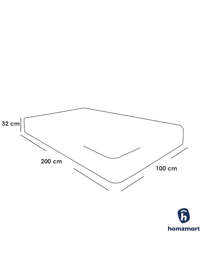 Homzmart Microfiber Mattress  White & Brown - 32×100×200 cm - Image 2