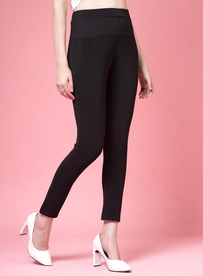 PAUSE PAUSE Women Black Solid High-Rise Cropped Skinny Pants - Image 3
