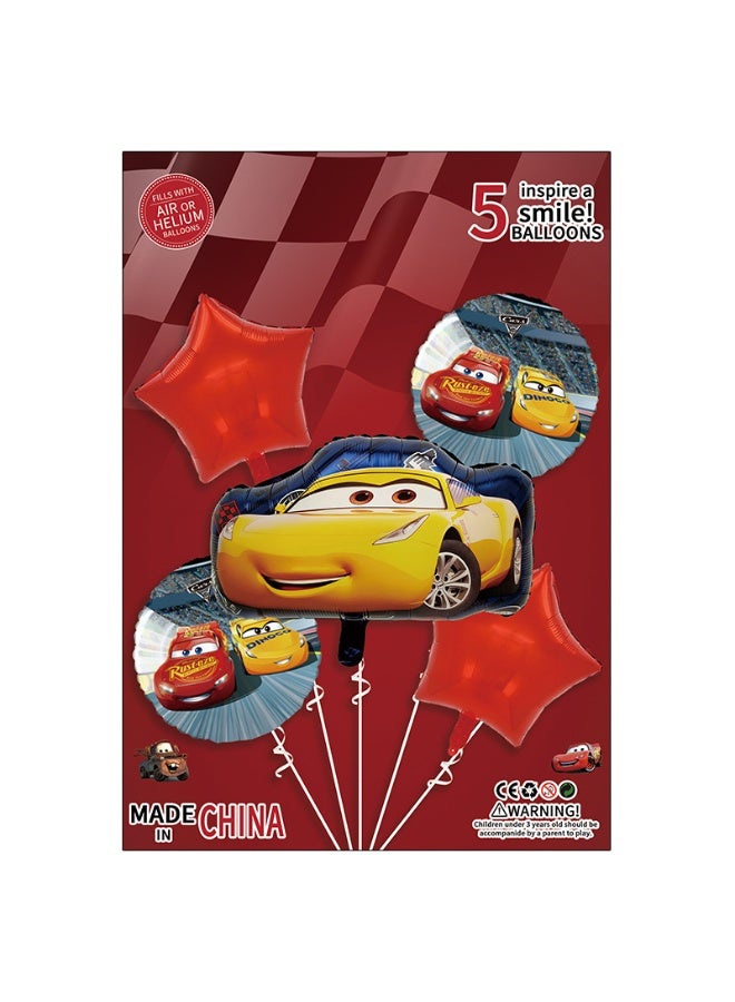 CAR 5-piece set of cartoon McQueen car aluminum film balloon decoration set