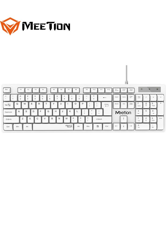 MEETION USB STANDARD WIRED KEYBOARD WHITE K300 Silent touch UV layout not easy to remove High-quality membrane keyboard - Image 2