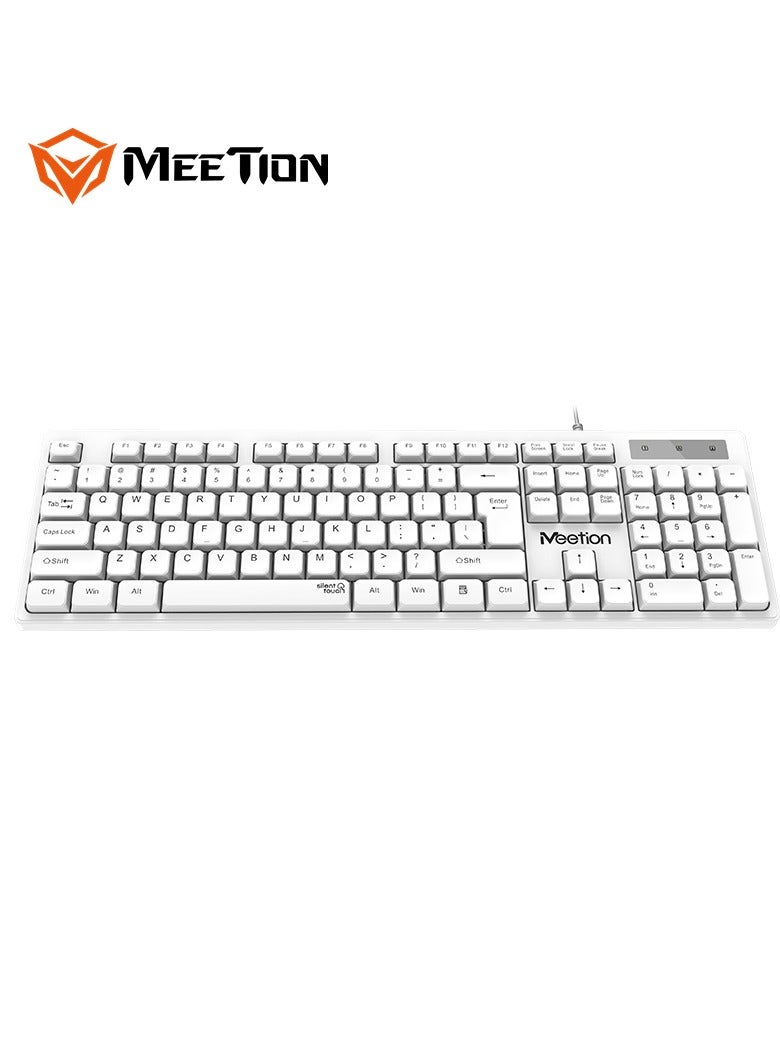 MEETION USB STANDARD WIRED KEYBOARD WHITE K300 Silent touch UV layout not easy to remove High-quality membrane keyboard - Image 3