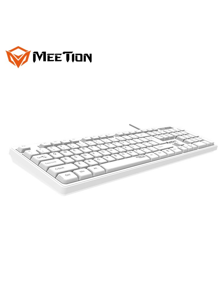MEETION USB STANDARD WIRED KEYBOARD WHITE K300 Silent touch UV layout not easy to remove High-quality membrane keyboard - Image 4