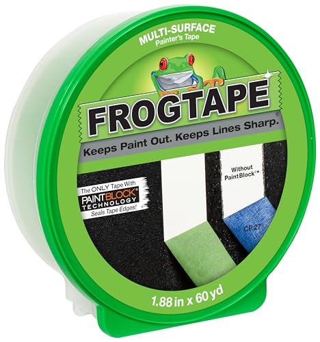 FrogTape Multi-Surface Painters Tape with PAINTBLOCK, 2 Inch Wide (1.88 In. x 60 Yds), Medium Adhesion, Green, 1 Roll (1358464) - Image 1
