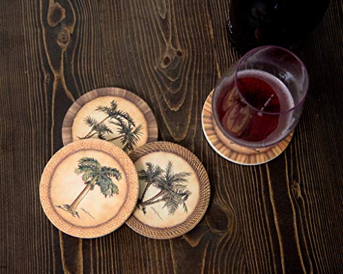 CoasterStone Absorbent Stone Drink Coasters, Palm Tree, Assortment, Neutral Palette (Set of Four Absorbent Coasters for Drink) - Image 4