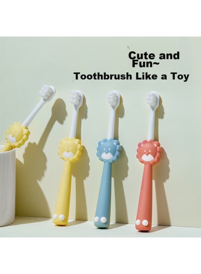 Baber'S Beiboshi Babybox Infant Toothbrush, Fine Soft Bristles, Children's Toothbrush, Milk Teeth Brush For Ages 2-6, Little Lion Design, Yellow - Image 3