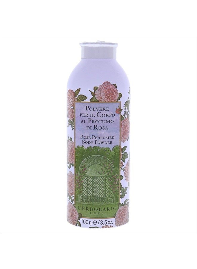 L'Erbolario Rose Perfumed Body Powder - Naturally Enticing Floral Scent with Rose, Jasmine, and White Musk - No Silicones, Parabens Or Petrolatum - Perfectly Refreshing for All Skin Types - 3.5 Oz - Image 1