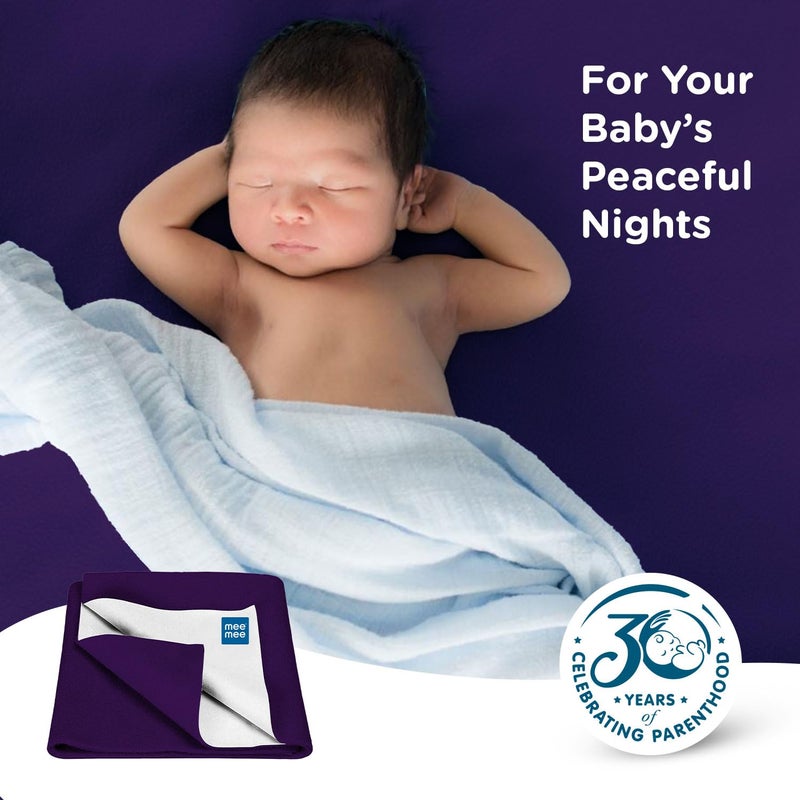 Mee Mee Reusable Water Proof Cotton Bed Protector Sheet/Extra Absorbent Mat/Dry Sheets/Urine Sheet/Dry Mat (70CmX100Cm) (Medium, Dark Purple) - Image 4