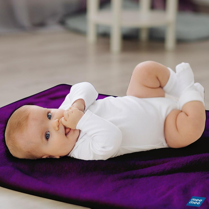 Mee Mee Reusable Water Proof Cotton Bed Protector Sheet/Extra Absorbent Mat/Dry Sheets/Urine Sheet/Dry Mat (70CmX100Cm) (Medium, Dark Purple) - Image 2
