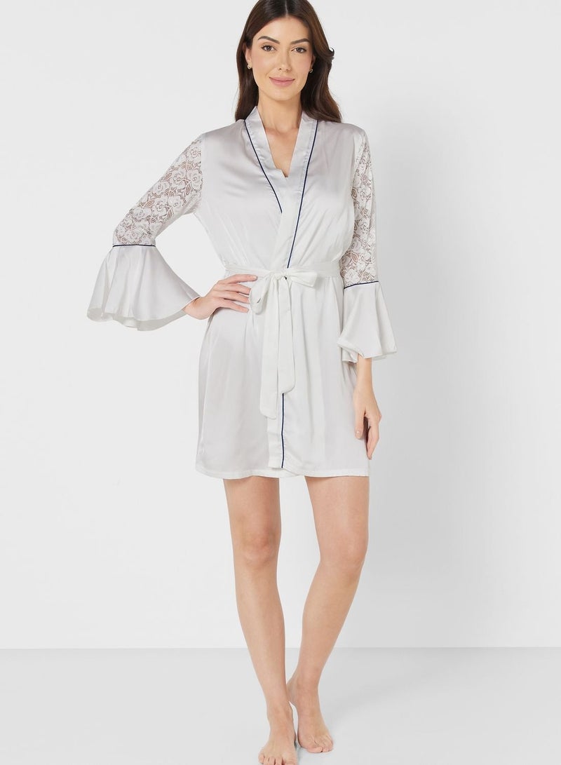 Contrast Piping Detail Night Robe - Image 4