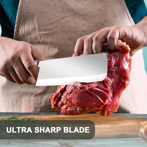 IBELL FA01 Premium Kitchen Knife/Cleaver, Big Size, Stainless Steel, for Cutting Fruits, Vegetables and Meat (Black) - Image 3