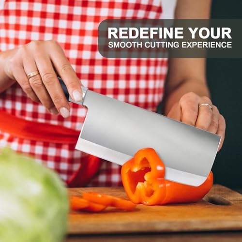 IBELL FA01 Premium Kitchen Knife/Cleaver, Big Size, Stainless Steel, for Cutting Fruits, Vegetables and Meat (Black) - Image 2