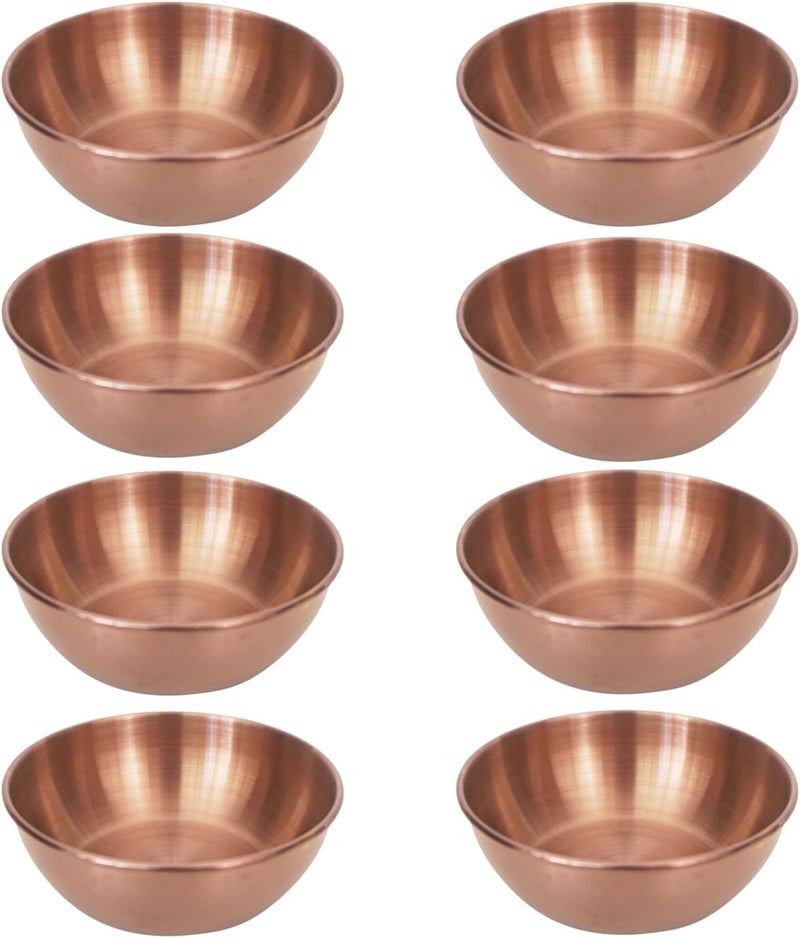 LoveDeal Set of 8 Stainless Steel Dipping Sauce Bowls Soy Sauce Dishes Seasoning Plate Small Round Saucers Appetizer Plate for Sushi Side Dishes Tomato Sauce 327x327x 114 Rose Gold - Image 1