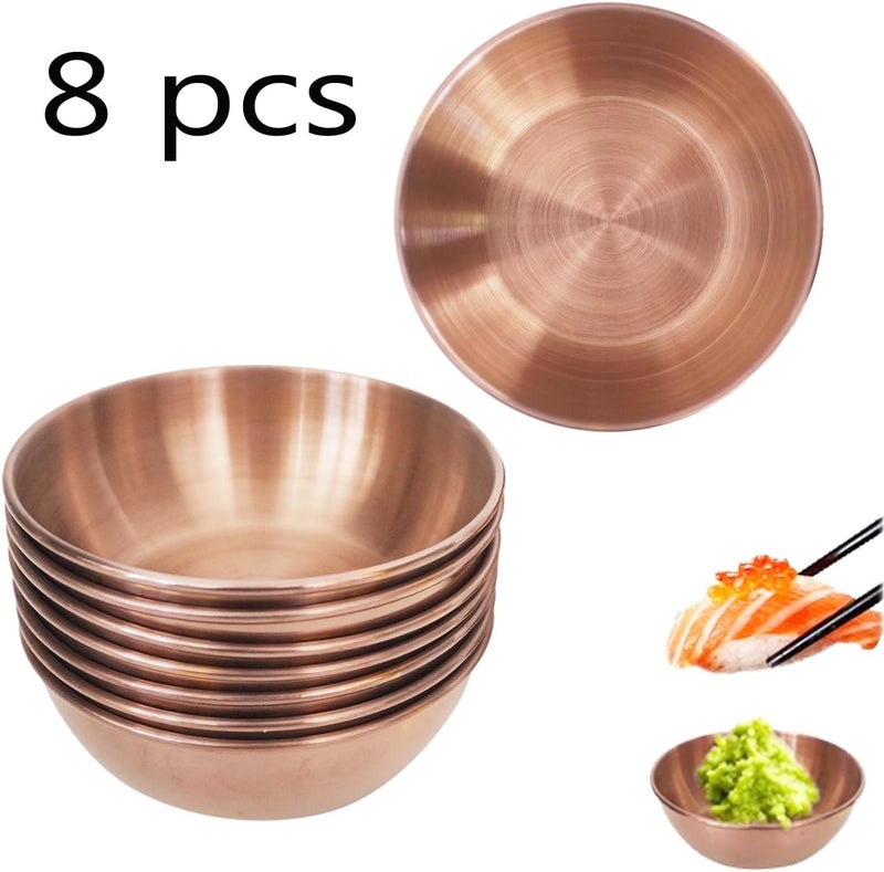 LoveDeal Set of 8 Stainless Steel Dipping Sauce Bowls Soy Sauce Dishes Seasoning Plate Small Round Saucers Appetizer Plate for Sushi Side Dishes Tomato Sauce 327x327x 114 Rose Gold - Image 4