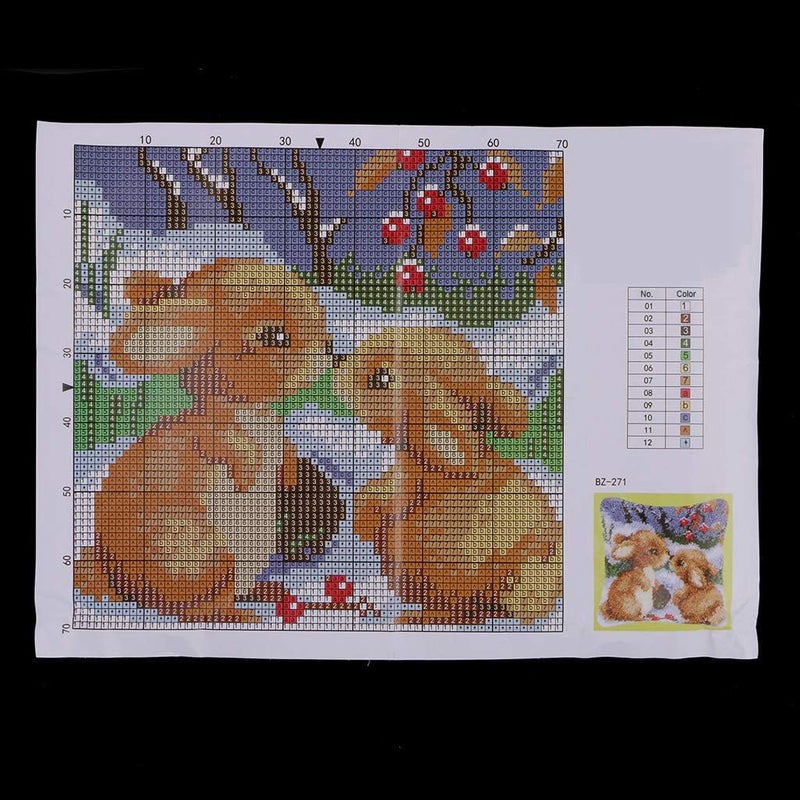 klarako Pack of 2 DIY Latch Hook Kit Custion Covers Cartoon Rabbits 17 inch x 17 inch, Use it To Make Pillows, Cushions or Mats. - Image 3