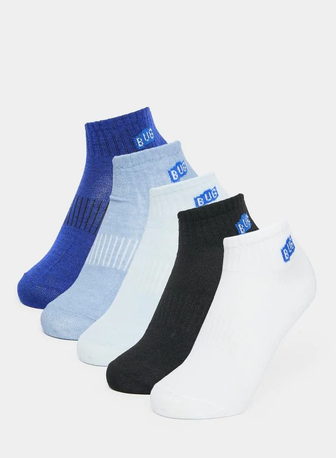 Styli Styli Set of 5 - Printed Detail Ribbed Ankle Socks