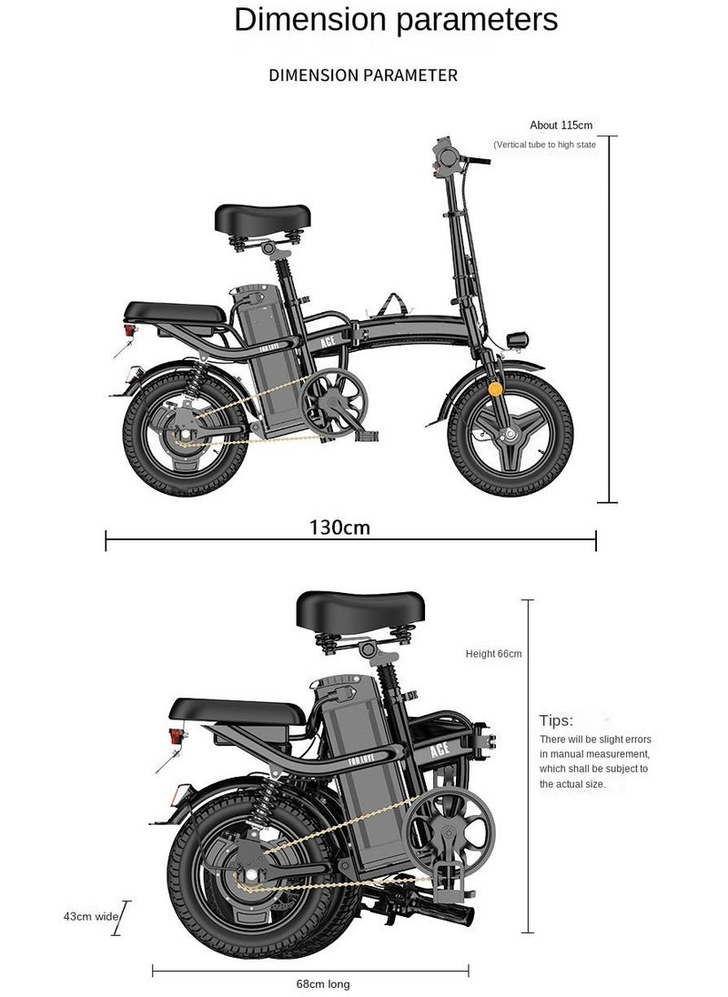 Gasin Electric Adult Folding Bike 400W Motor, 30 MPH, 48V/25Ah Battery 120 Miles of Range Detachable Folding Electric Bike, All Terrain 14 Inch Tires for Commuting, Beach, Snow, Mountain Electric Scooter  - Image 3