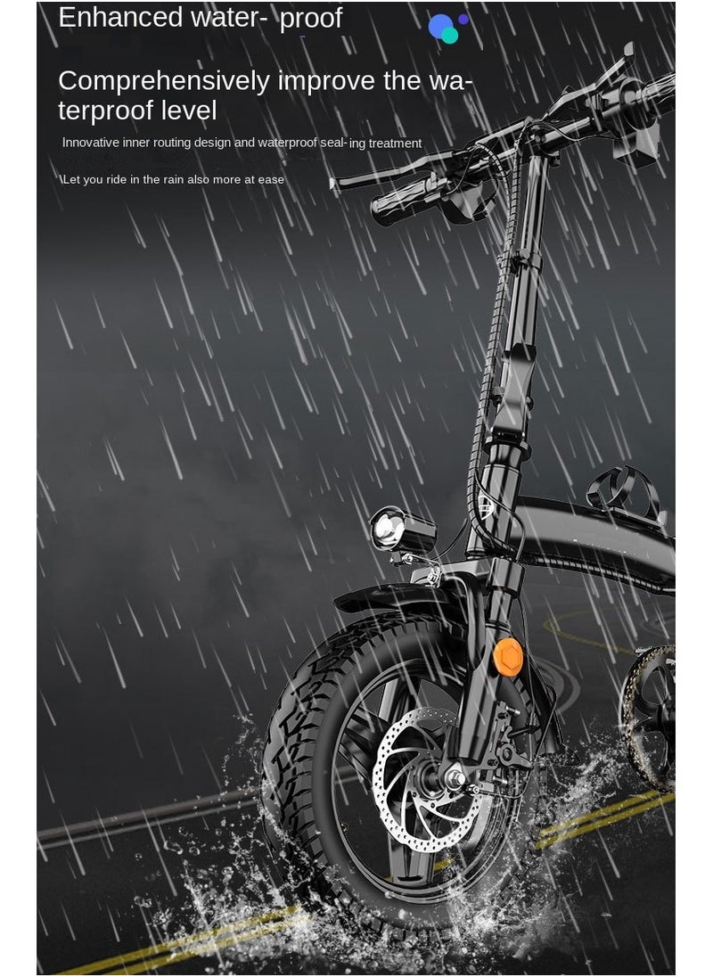 Gasin Electric Adult Folding Bike 400W Motor, 30 MPH, 48V/25Ah Battery 120 Miles of Range Detachable Folding Electric Bike, All Terrain 14 Inch Tires for Commuting, Beach, Snow, Mountain Electric Scooter  - Image 5
