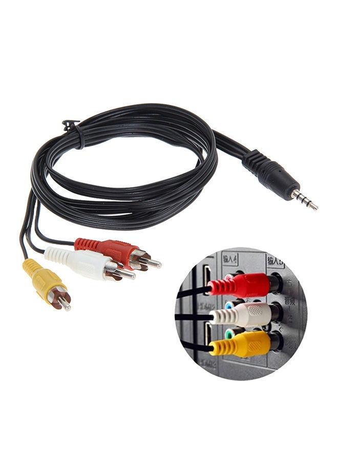 NIBEMINENT 3.5mm Jack To 3 RCA Adapter Cable Audio Video AV Converter Black  - Image 2