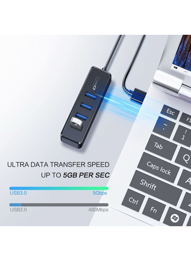 SmartQ H302S USB 3.0 Hub for Laptop with 2ft Long Cable, Multi USB Port Expander, Fast Data Transfer USB Splitter for Laptop, Compatible with Windows PC, Mac, Printer, Mobile HDD - Image 4