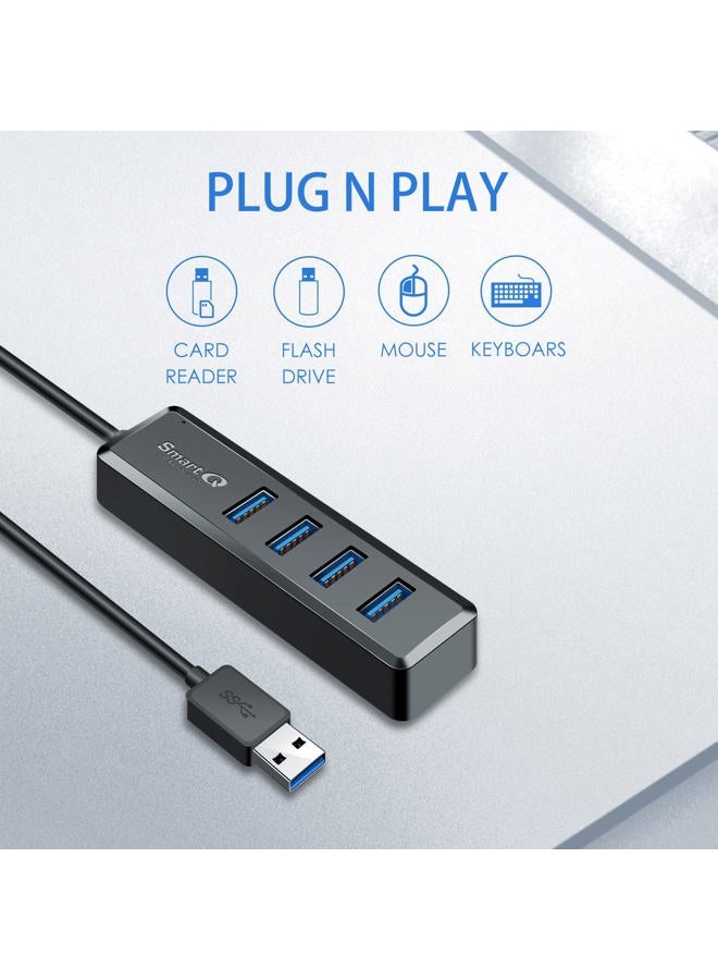 SmartQ H302S USB 3.0 Hub for Laptop with 2ft Long Cable, Multi USB Port Expander, Fast Data Transfer USB Splitter for Laptop, Compatible with Windows PC, Mac, Printer, Mobile HDD - Image 3