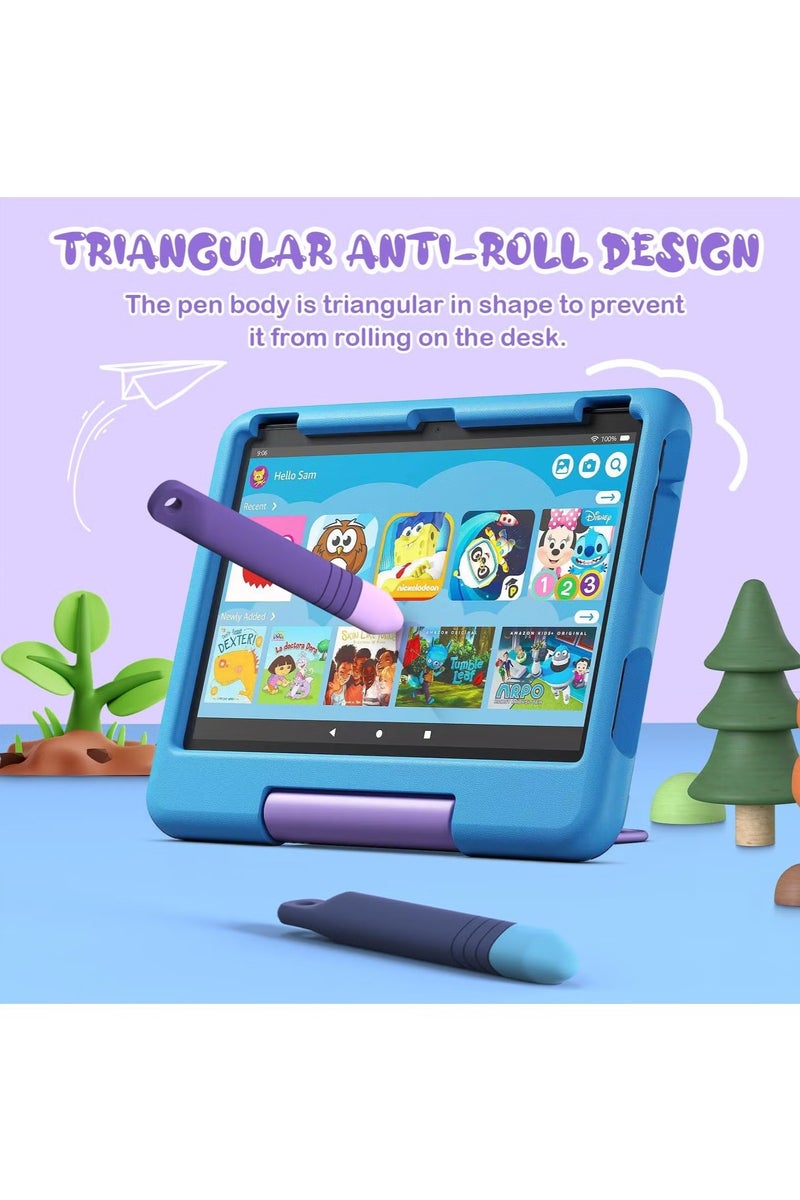 Kid-Friendly Stylus Pens for Touch Screens with Tethers - Anti-Rolling Tablet Stylus 2 Pack for Kids, Compatible with iPad, iPhone, Tablets, Kindle and All Touch Screen Devices (Blue+Purple) - Image 5