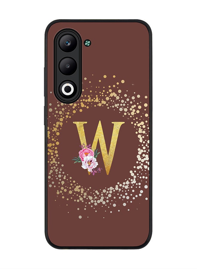 Stylizedd For Oppo A5 5G / A5 4G Case,Slim fit Camera Protection, Shockproof Thin Phone cover  - Custom Monogram Floral - W  (Brown )
