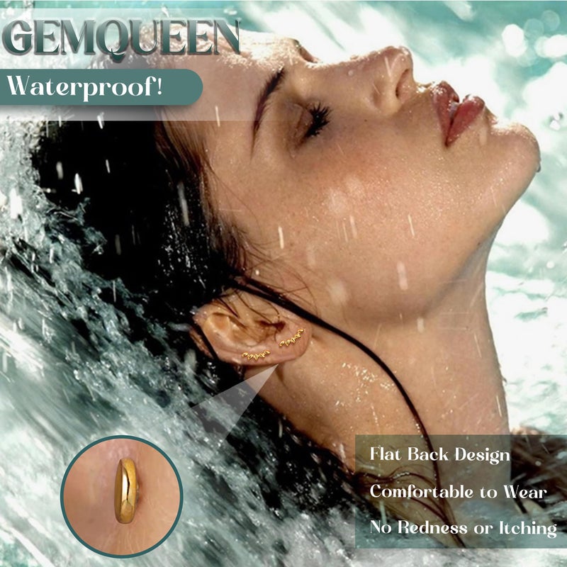 GEMQUEEN Flat Back Earrings Studs : Internal Thread Surgical Steel Earrings Hypoallergenic for Cartilage 18G Helix Tragus Conch Piercing Jewelry Dainty Heart Stud Earring Sets for Women Men - Image 3