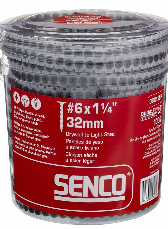Senco 06B125P DuraSpin Screw Number 6 by 1-1/4-Inch Drywall Screw-Light Steel (1,000 per Box) - Image 1