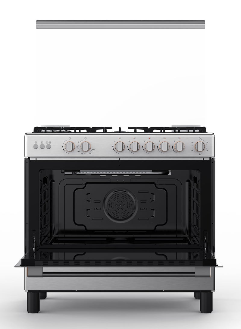 توشيبا طباخ غاز 90 × 60 سم 5 شعلة من الفولاذ مع دعامة من الحديد الزهر - Image 3