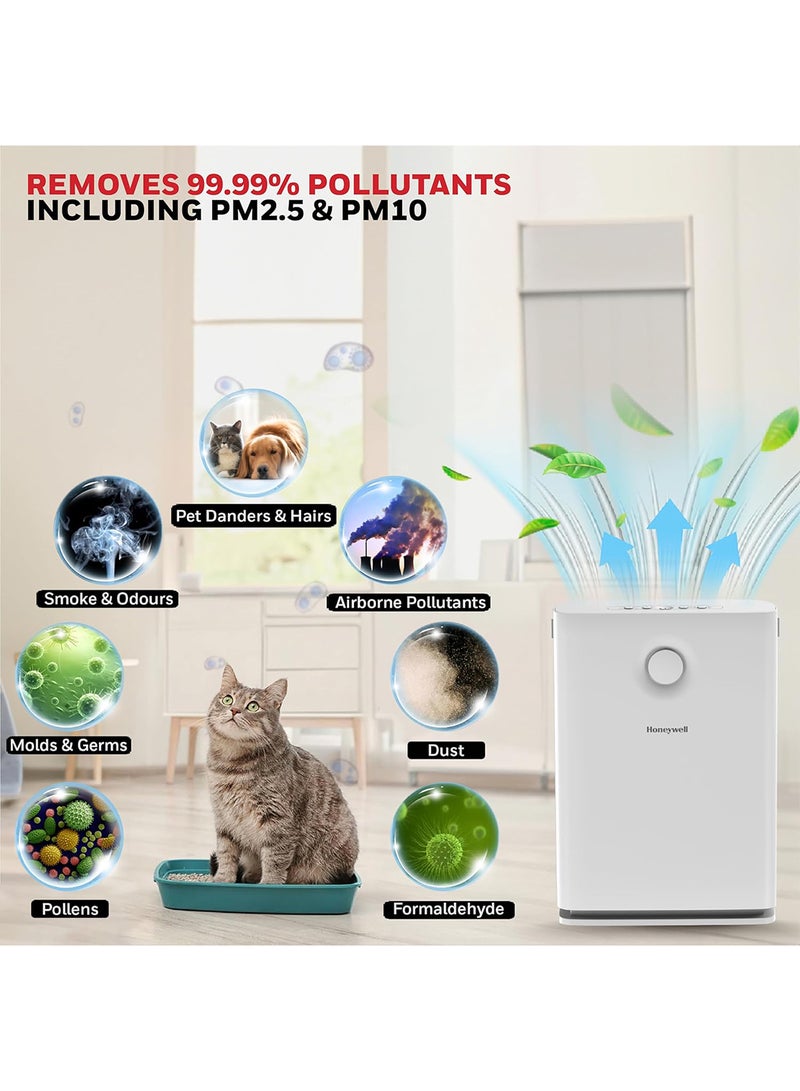 Honeywell Air Purifier for Home, 5 Stage Filtration, Covers 46 m², H13 HEPA Filter, Activated Carbon Filter, Removes 99.99% Pollutants - Air touch V3 Air Touch V3 White - Image 4