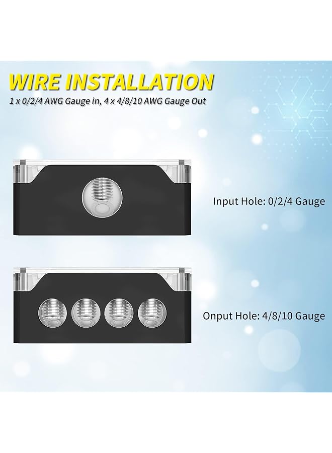 Excefore 4-Way Power Distribution Block For Car Audio,Efficiently Distribute 0/2/4 Gauge Input To 4/8/10 Gauge Outputs,Enhance Your Amp Ground Connections（2Pcs) - Image 4