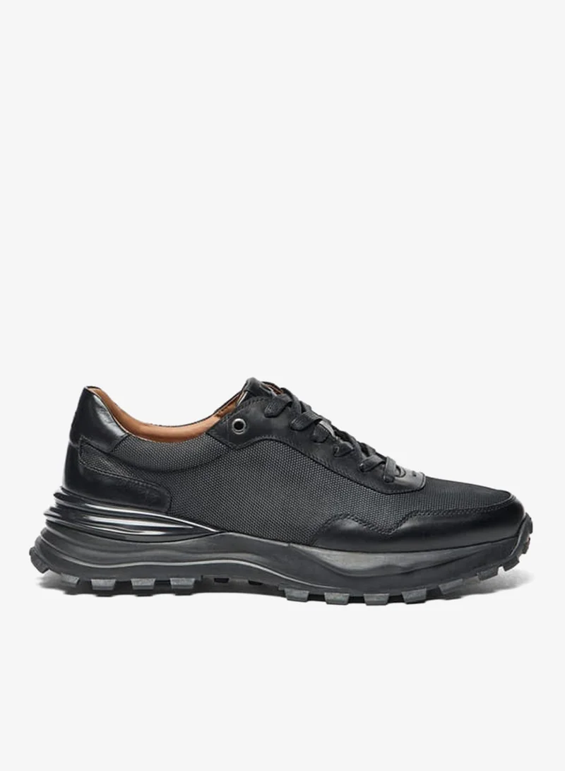 Mens Textured Lace-Up Low Ankle Sneakers
