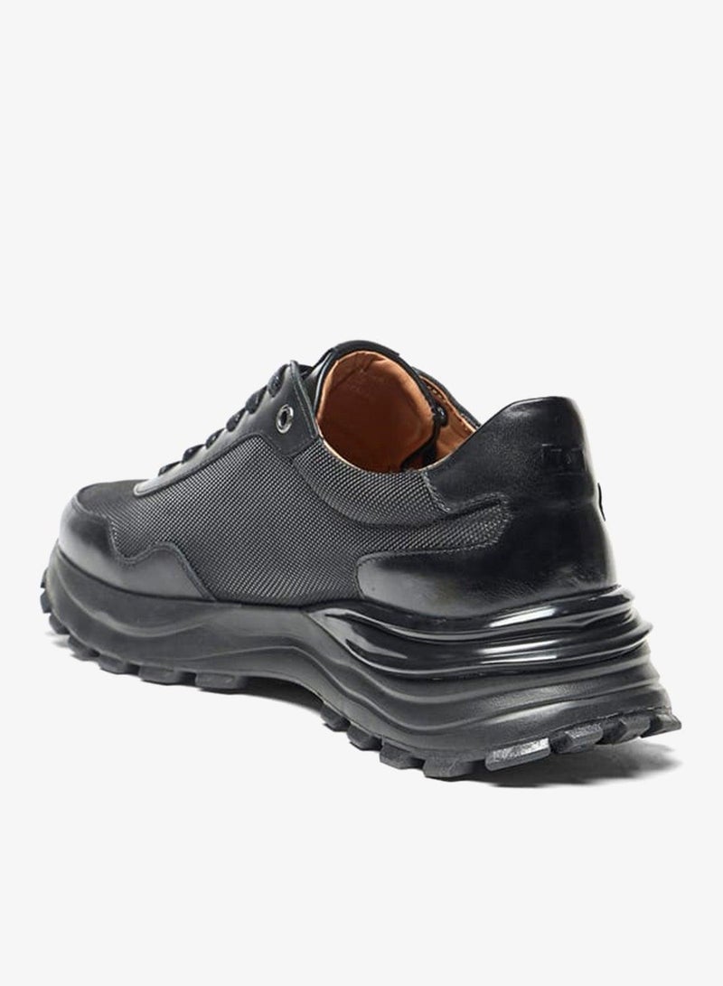 DUCHINI Mens Textured Lace-Up Low Ankle Sneakers - Image 2