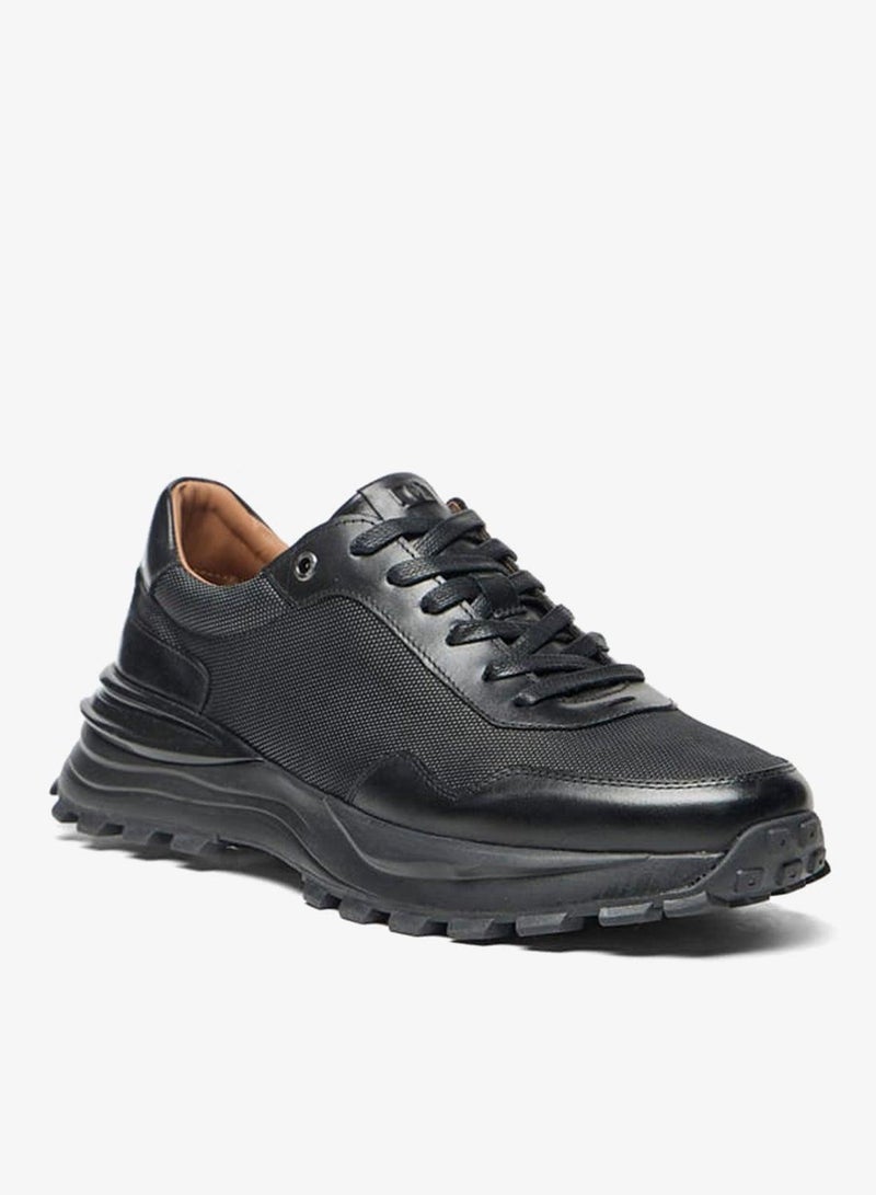 DUCHINI Mens Textured Lace-Up Low Ankle Sneakers - Image 1