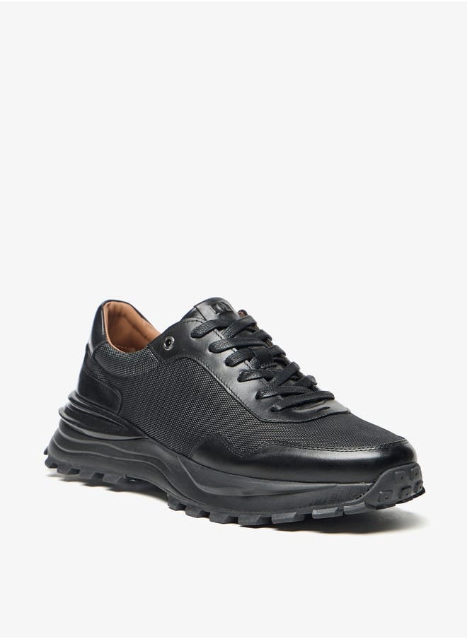 DUCHINI Mens Textured Lace-Up Low Ankle Sneakers  - Image 1
