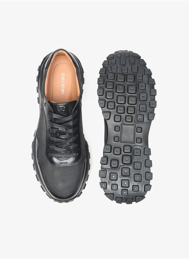 DUCHINI Mens Textured Lace-Up Low Ankle Sneakers  - Image 4